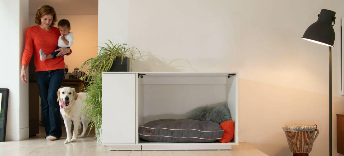 Fido Nook Lux ury hundekasse passer til moderne og traditionelt interiør