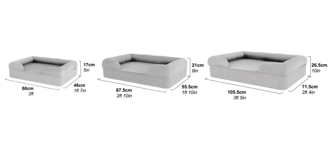 Omlet memory foam hund bolster seng dimensioner