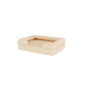 En beige hundeseng.