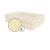 Stort bolster hundesengetæppe i honeycomb pollen print fra Omlet.