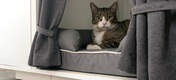 Ved at hæve din kats seng op over gulvet i et Maya Nook kattehus beskytter du den samtidgi mod træk og andre uønskede forstyrrelser