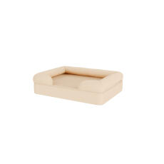 En beige hundeseng.