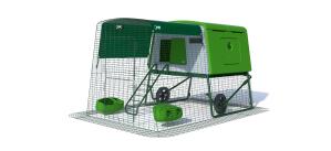 Eglu Cube Mk2 med 2m hønsegård og hjul - Grøn