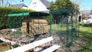 Hønsehus af træ i Omlet gå i hønsegård