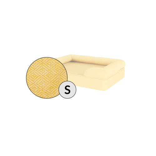 Omlet memory foam bolster hundeseng lille i mellow yellow