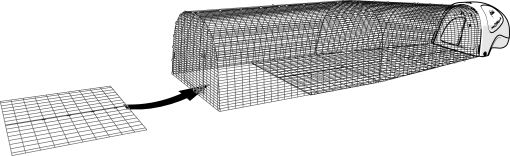 Et diagram over gulvbelægning i forlængelse af en Eglu Classic 