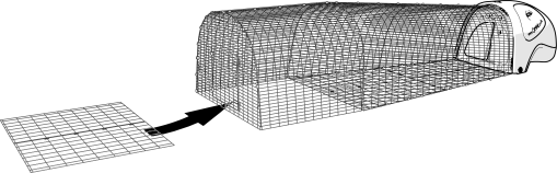 Et diagram af gulvpanelet, der sættes på plads i en tilbygning på Eglu Cube 