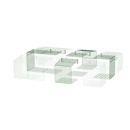 Et diagram over en walk in in run, der ændrer størrelse fra 3x2x1 til 4x3x1