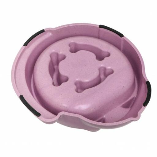 Bambus skål hund foderautomat i pink