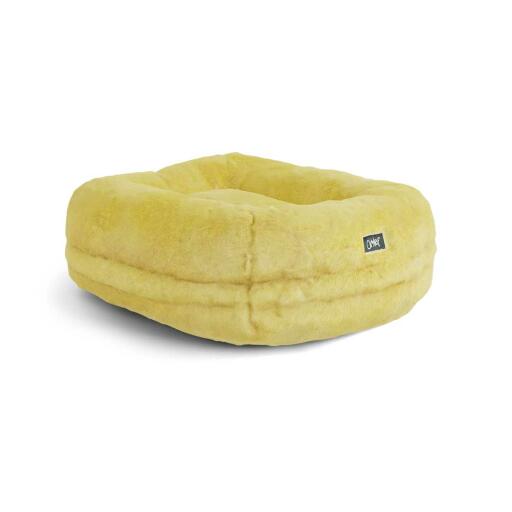 Blød Maya donut katteseng gul