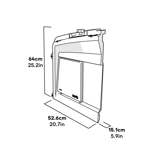 Dimensioner på højre frontpanel (114.0041)
