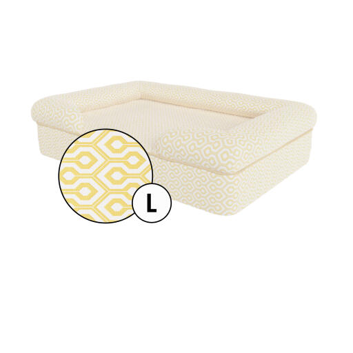 Betræk til stor hundeseng med støttekant i Honeycomb Pollen-print fra Omlet.