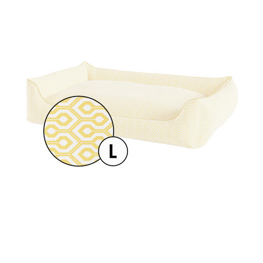 Betræk til stor rede-seng til hunde i Honeycomb Pollen-print fra Omlet.