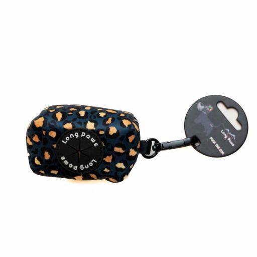 Lange poter funk hundens lortetaske pouch | leopard grøn & Gold