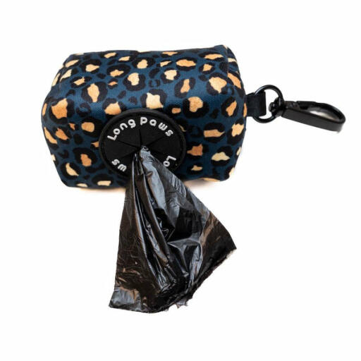 Lange poter funk hundens lortetaske pouch | leopard grøn & Gold