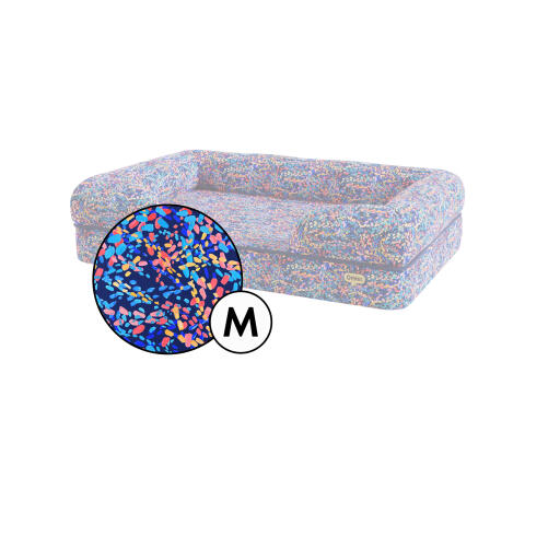 Medium betræk til hundeseng med støttekant i Patterpaws Neon-print af Omlet.