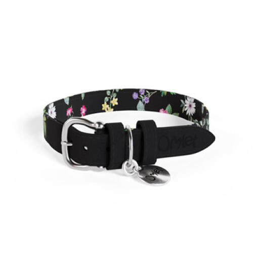 Medium designer hundehalsbånd i Midnight Meadow-design