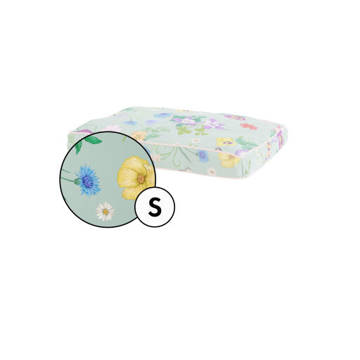 Betræk til lille pudeseng til hunde i Gardenia Sage-print fra Omlet.