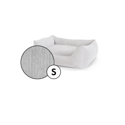 Small nest hundeseng med fløjlsbetræk i pebble grey nuance fra Omlet.