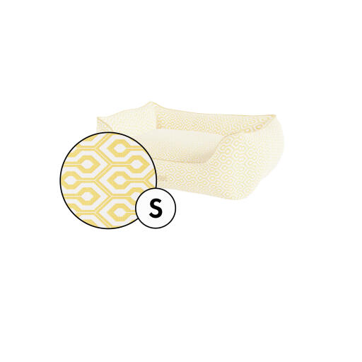 Lille rede hundesengetæppe i honeycomb pollen print fra Omlet.