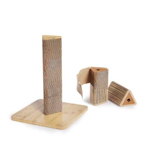 Stak kattekradsetræ med genopfyldningspakke - kort (bambus)