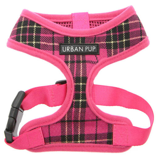 Urban pup pink tartan hundesele
