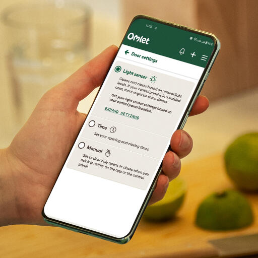 Nærbillede af Omlet app-skærmen