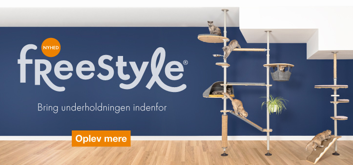 Cats resting and playing on the freestyle indoor cat tree