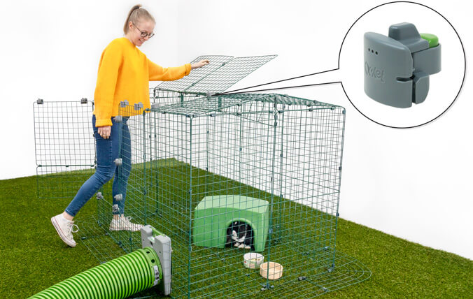 Ved at bruge låsene for nem adgang til Zippi gårdene kan du forvandle ethvert netpanel til en dør eller luge og få nem adgang til dine kæledyr.